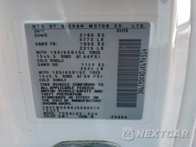 Zdjęcie 13 z 15 samochodu: 2018 NISSAN NV200 2.5S VIN:3N6CM0KN0JK694514 - miniatura