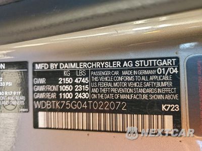 Zdjęcie 12 z 12 samochodu: 2004 MERCEDES-BENZ CLK 500 VIN:WDBTK75G04T022072 - miniatura