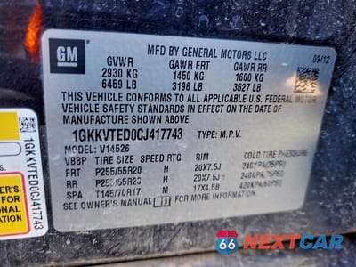 Zdjęcie 14 z 14 samochodu: 2012 GMC ACADIA DENALI VIN:1GKKVTED0CJ417743 - miniatura