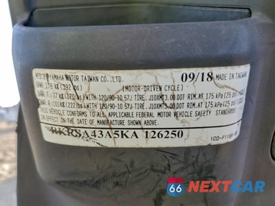 Zdjęcie 9 z 10 samochodu: 2019 YAMAHA YW50 F VIN:RKRSA43A5KA126250 - miniatura