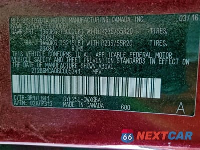 Zdjęcie 12 z 12 samochodu: 2016 LEXUS RX 450H BASE VIN:2T2BGMCA0GC005341 - miniatura