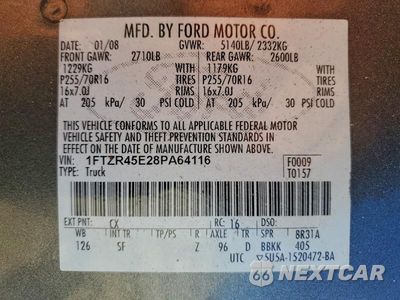 Zdjęcie 12 z 12 samochodu: 2008 FORD RANGER SUPER CAB VIN:1FTZR45E28PA64116 - miniatura