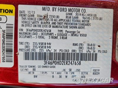Zdjęcie 12 z 12 samochodu: 2014 FORD FUSION SE VIN:3FA6P0HD2ER247658 - miniatura