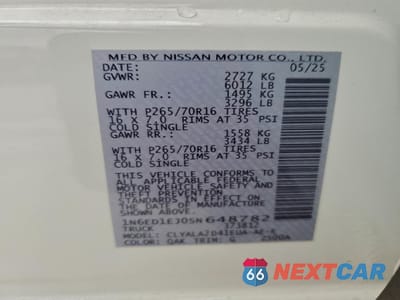 Zdjęcie 12 z 12 samochodu: 2025 NISSAN FRONTIER S VIN:1N6ED1EJ0SN648782 - miniatura