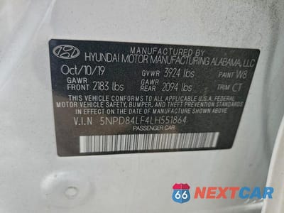 Zdjęcie 12 z 12 samochodu: 2020 HYUNDAI ELANTRA SEL VIN:5NPD84LF4LH551864 - miniatura