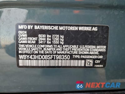 Zdjęcie 13 z 13 samochodu: 2025 BMW I4 XDRIVE 40 VIN:WBY43HD08SFT98350 - miniatura