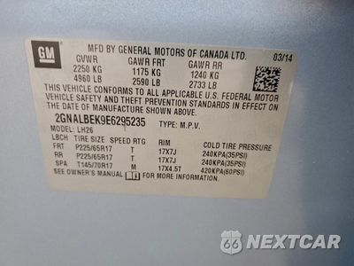 Zdjęcie 13 z 14 samochodu: 2014 CHEVROLET EQUINOX LT VIN:2GNALBEK9E6295235 - miniatura