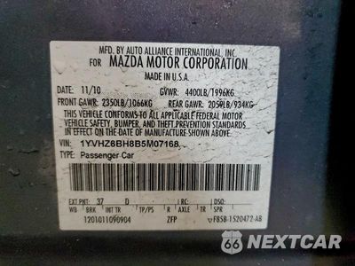Zdjęcie 12 z 12 samochodu: 2011 MAZDA 6 I VIN:1YVHZ8BH8B5M07168 - miniatura