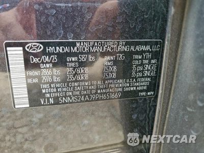 Zdjęcie 12 z 12 samochodu: 2023 HYUNDAI SANTA FE SEL VIN:5NMS24AJ9PH651669 - miniatura