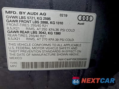 Zdjęcie 13 z 14 samochodu: 2019 AUDI SQ5 PRESTIGE VIN:WA1C4AFY5K2059695 - miniatura