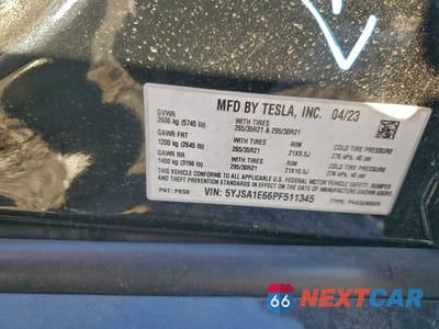 Zdjęcie 13 z 13 samochodu: 2023 TESLA MODEL S VIN:5YJSA1E66PF511345 - miniatura
