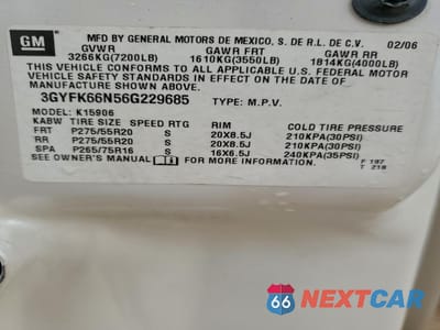 Zdjęcie 13 z 13 samochodu: 2006 CADILLAC ESCALADE ESV VIN:3GYFK66N56G229685 - miniatura