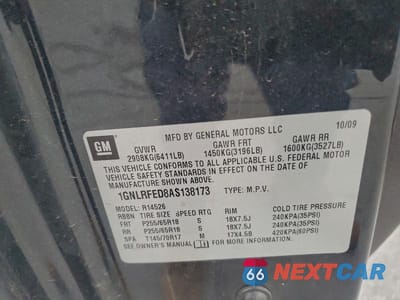 Zdjęcie 12 z 12 samochodu: 2010 CHEVROLET TRAVERSE LT VIN:1GNLRFED8AS138173 - miniatura
