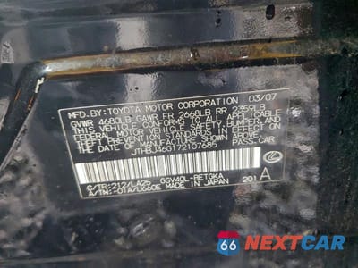 Zdjęcie 12 z 12 samochodu: 2007 LEXUS ES 350 VIN:JTHBJ46G172107685 - miniatura