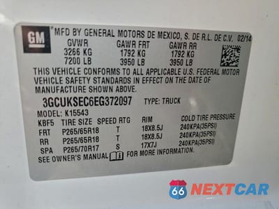 Zdjęcie 12 z 12 samochodu: 2014 CHEVROLET SILVERADO K1500 LTZ VIN:3GCUKSEC6EG372097 - miniatura