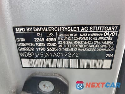 Zdjęcie 12 z 12 samochodu: 2001 MERCEDES-BENZ CL 500 VIN:WDBPJ75JX1A017372 - miniatura