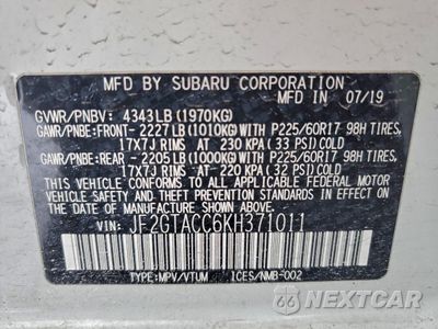 Zdjęcie 12 z 15 samochodu: 2019 SUBARU CROSSTREK PREMIUM VIN:JF2GTACC6KH371011 - miniatura