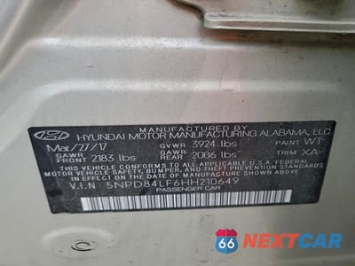 Zdjęcie 12 z 12 samochodu: 2017 HYUNDAI ELANTRA SE VIN:5NPD84LF6HH210649 - miniatura