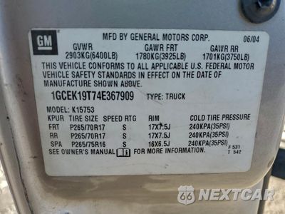 Zdjęcie 12 z 14 samochodu: 2004 CHEVROLET SILVERADO K1500 VIN:1GCEK19T74E367909 - miniatura