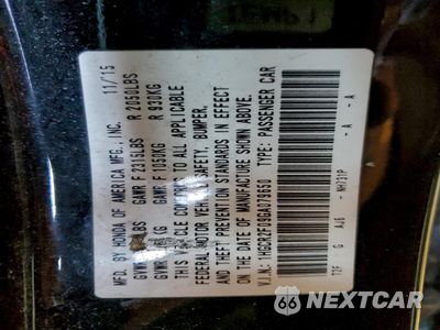 Zdjęcie 12 z 14 samochodu: 2016 HONDA ACCORD EX VIN:1HGCR2F09GA079650 - miniatura