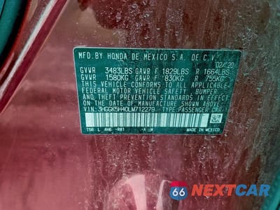 Zdjęcie 12 z 12 samochodu: 2020 HONDA FIT LX VIN:3HGGK5H40LM712279 - miniatura