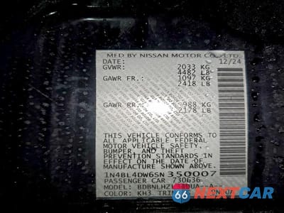 Zdjęcie 12 z 12 samochodu: 2025 NISSAN ALTIMA SV VIN:1N4BL4DW6SN350007 - miniatura