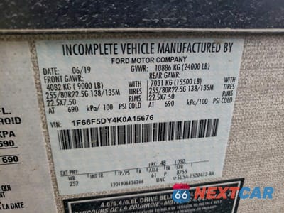Zdjęcie 10 z 10 samochodu: 2019 FORD F53 MOTORHOME - RV VIN:1F66F5DY4K0A15676 - miniatura