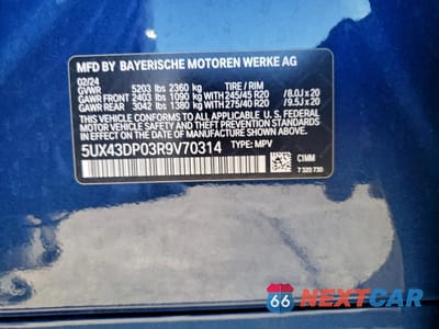 Zdjęcie 14 z 15 samochodu: 2024 BMW X3 SDRIVE30I VIN:5UX43DP03R9V70314 - miniatura