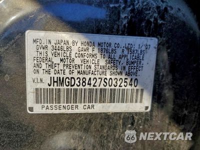 Zdjęcie 12 z 14 samochodu: 2007 HONDA FIT VIN:JHMGD38427S032540 - miniatura