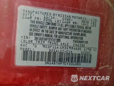Zdjęcie 12 z 14 samochodu: 2014 NISSAN SENTRA S VIN:3N1AB7AP7EY331385 - miniatura