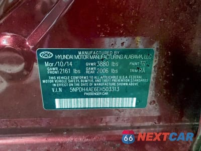 Zdjęcie 13 z 13 samochodu: 2014 HYUNDAI ELANTRA SE VIN:5NPDH4AE6EH503313 - miniatura