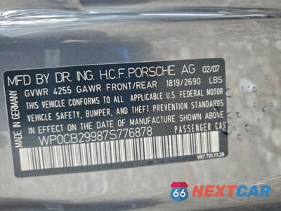 Zdjęcie 12 z 12 samochodu: 2007 PORSCHE 911 CARRERA S CABRIOLET VIN:WP0CB29987S776878 - miniatura