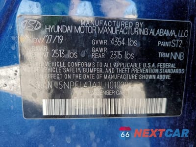 Zdjęcie 12 z 12 samochodu: 2020 HYUNDAI SONATA SEL VIN:5NPEL4JA1LH010295 - miniatura