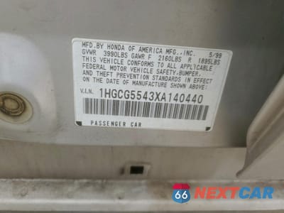 Zdjęcie 13 z 14 samochodu: 1999 HONDA ACCORD LX VIN:1HGCG5543XA140440 - miniatura