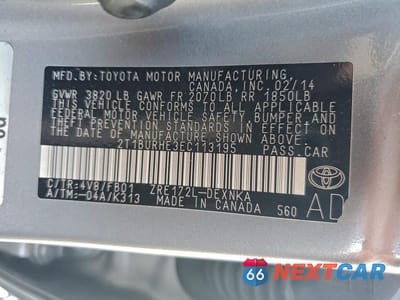 Zdjęcie 12 z 12 samochodu: 2014 TOYOTA COROLLA LE VIN:2T1BURHE3EC113195 - miniatura