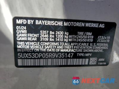 Zdjęcie 13 z 13 samochodu: 2024 BMW X3 XDRIVE30I VIN:5UX53DP05R9V35147 - miniatura