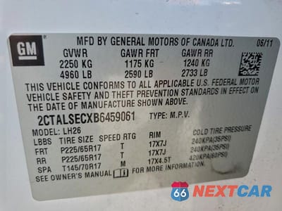 Zdjęcie 13 z 13 samochodu: 2011 GMC TERRAIN SLE VIN:2CTALSECXB6459061 - miniatura