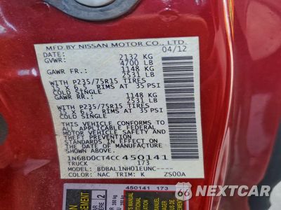 Zdjęcie 12 z 14 samochodu: 2012 NISSAN FRONTIER S VIN:1N6BD0CT4CC450141 - miniatura