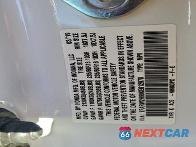 Zdjęcie 13 z 13 samochodu: 2019 HONDA CR-V TOURING VIN:7FARW2H99KE012970 - miniatura