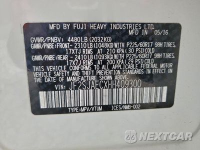 Zdjęcie 13 z 16 samochodu: 2017 SUBARU FORESTER 2.5I PREMIUM VIN:JF2SJAECXHH409300 - miniatura