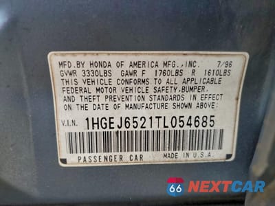 Zdjęcie 12 z 12 samochodu: 1996 HONDA CIVIC DX VIN:1HGEJ6521TL054685 - miniatura