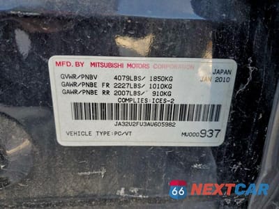 Zdjęcie 12 z 12 samochodu: 2010 MITSUBISHI LANCER ES/ES SPORT VIN:JA32U2FU3AU605982 - miniatura