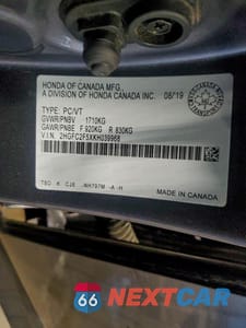 Zdjęcie 12 z 12 samochodu: 2019 HONDA CIVIC LX VIN:2HGFC2F5XKH039968 - miniatura