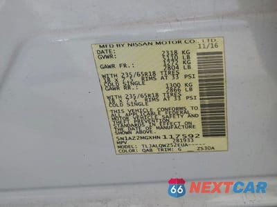 Zdjęcie 13 z 13 samochodu: 2017 NISSAN MURANO S VIN:5N1AZ2MGXHN117592 - miniatura