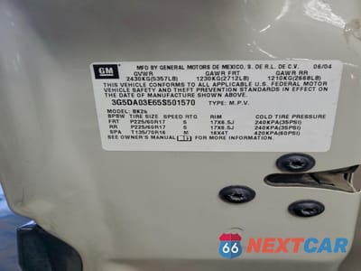 Zdjęcie 14 z 16 samochodu: 2005 BUICK RENDEZVOUS CX VIN:3G5DA03E65S501570 - miniatura