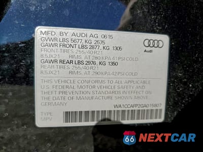 Zdjęcie 13 z 14 samochodu: 2016 AUDI SQ5 PREMIUM PLUS VIN:WA1CCAFP2GA015807 - miniatura