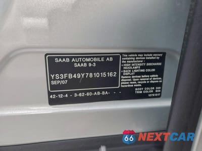 Zdjęcie 12 z 14 samochodu: 2008 SAAB 9-3 2.0T VIN:YS3FB49Y781015162 - miniatura