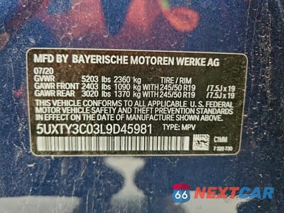 Zdjęcie 13 z 13 samochodu: 2020 BMW X3 SDRIVE30I VIN:5UXTY3C03L9D45981 - miniatura