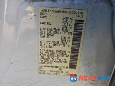 Zdjęcie 13 z 13 samochodu: 2014 NISSAN XTERRA X VIN:5N1AN0NW9EN809019 - miniatura