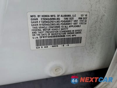 Zdjęcie 13 z 13 samochodu: 2011 HONDA PILOT EXL VIN:5FNYF4H69BB060686 - miniatura